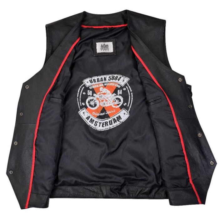 Gilet Cuir Biker — Lacets Latéraux | 100% Cuir Vachette | Urban Rebel™ - LE PRATIQUE DU MOTARD