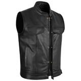 Gilet Cuir Biker — 6 Poches, Fermetures YKK | 100% Cuir Vachette | Urban Rider™ - LE PRATIQUE DU MOTARD