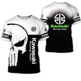 T-shirt motard : Kawasaki Skull - L'Esprit Racing Réinventé