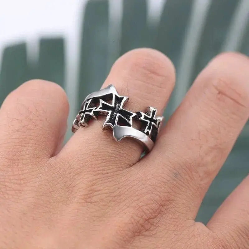 Bague en acier - Croix gothique - Le Pratique du Motard