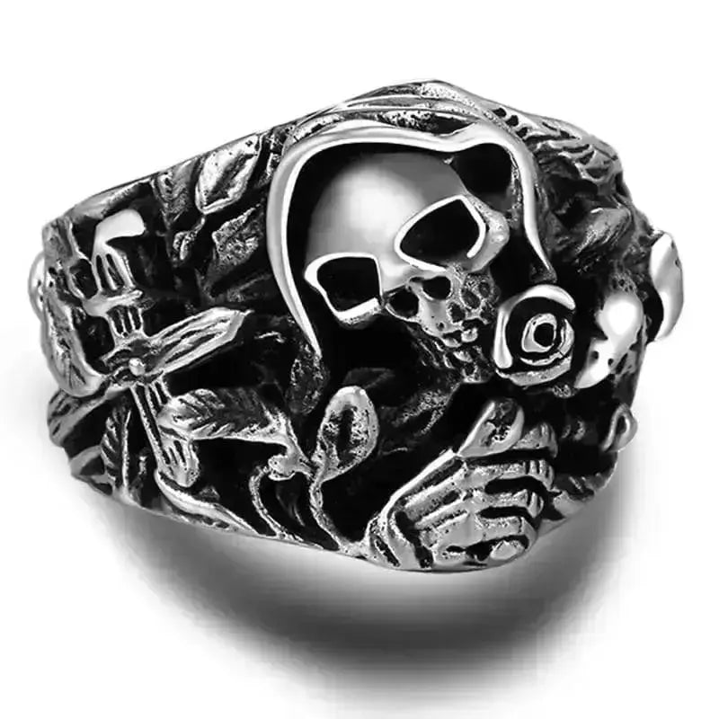 Bague motard - Tête de mort gothique (Argent) - LE PRATIQUE DU MOTARD