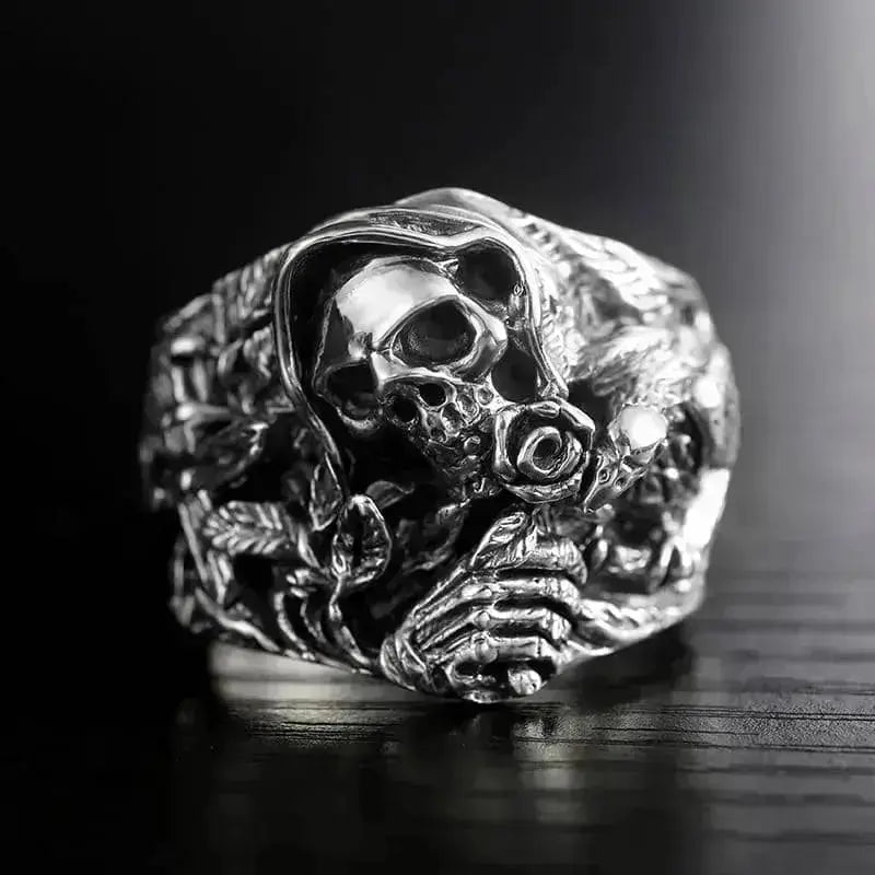 Bague motard - Tête de mort gothique (Argent) - LE PRATIQUE DU MOTARD