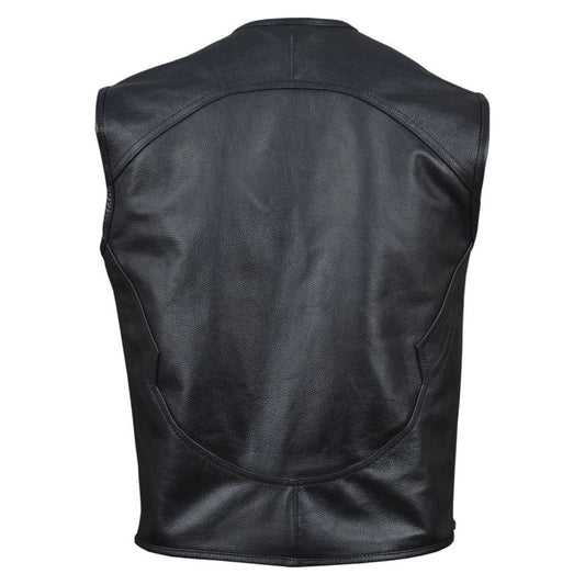 Gilet cuir vachette biker custom sans manche — fermeture latérale extension — Le Pratique du Motard