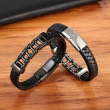 Bracelet chaine moto et cuir - Le Pratique du Motard