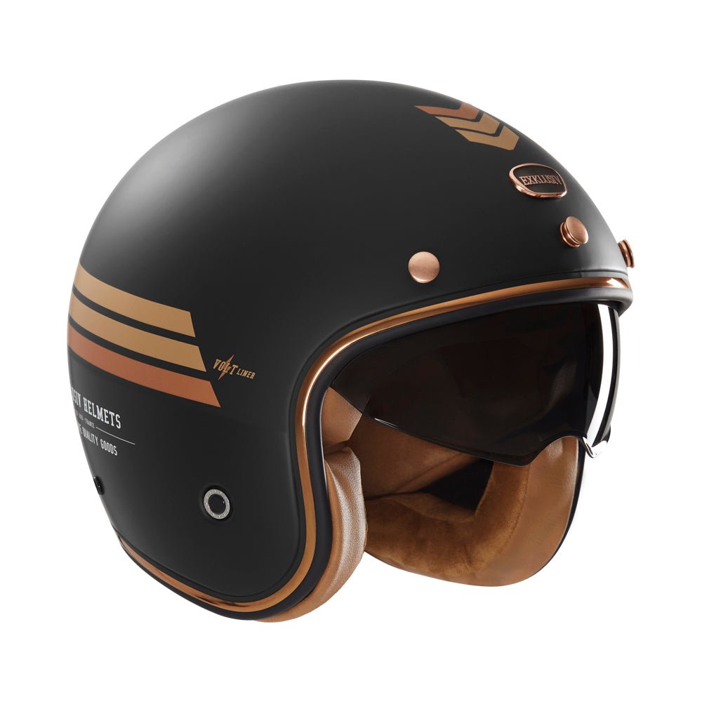 Casque Jet Volt Liner Noir Mat/Or — EXKLUSIV - LE PRATIQUE DU MOTARD