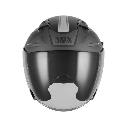 Casque Moto Jet N130 Ekto Noir Mat Argent | NOX - LE PRATIQUE DU MOTARD