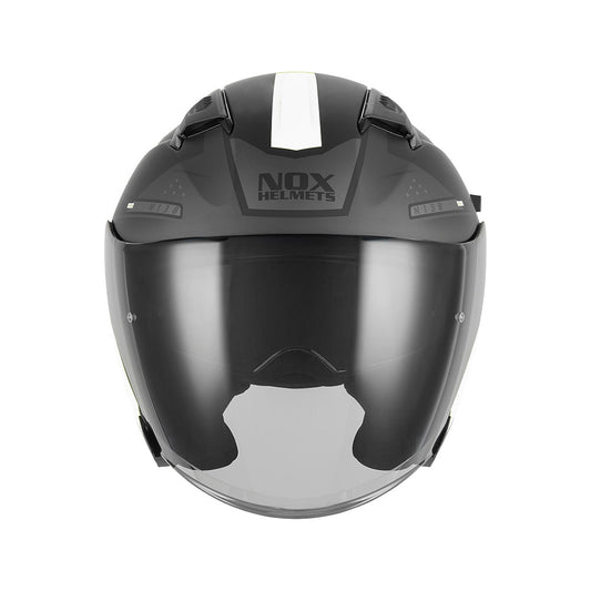 Casque Moto Jet N130 Ekto Noir Mat Blanc | NOX - LE PRATIQUE DU MOTARD