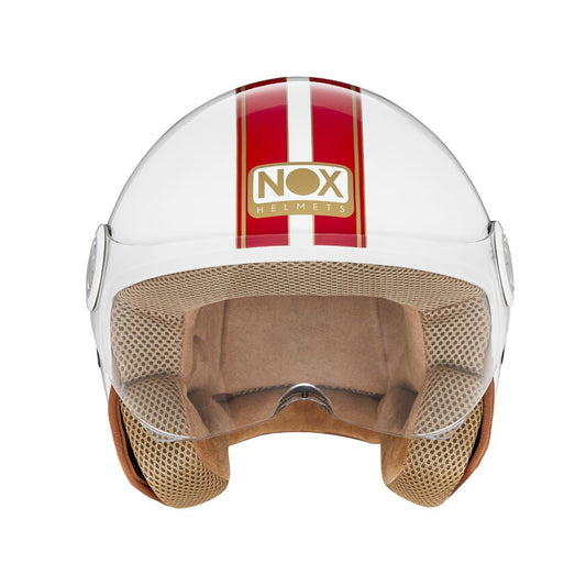 Casque Moto Jet N210 EVO Blanc Rouge | NOX - LE PRATIQUE DU MOTARD