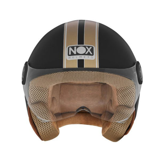 Casque Moto Jet N210 EVO Noir Mat Or | NOX - LE PRATIQUE DU MOTARD