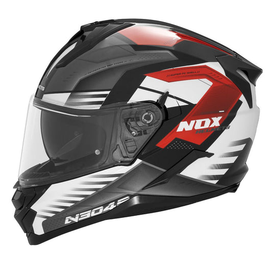 Casque Moto Intégral N304S Carver Blanc Rouge | NOX - LE PRATIQUE DU MOTARD