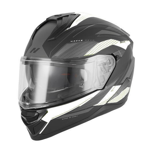 Casque Moto Intégral N304 - S Revo Noir Mat Blanc | NOX - LE PRATIQUE DU MOTARD