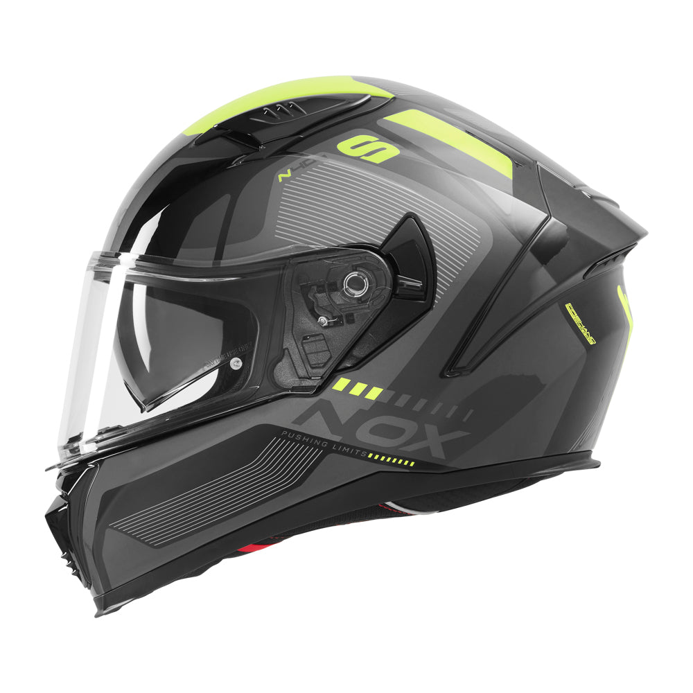 Casque Moto Intégral N402 Mentor Noir Jaune Fluo | NOX - LE PRATIQUE DU MOTARD