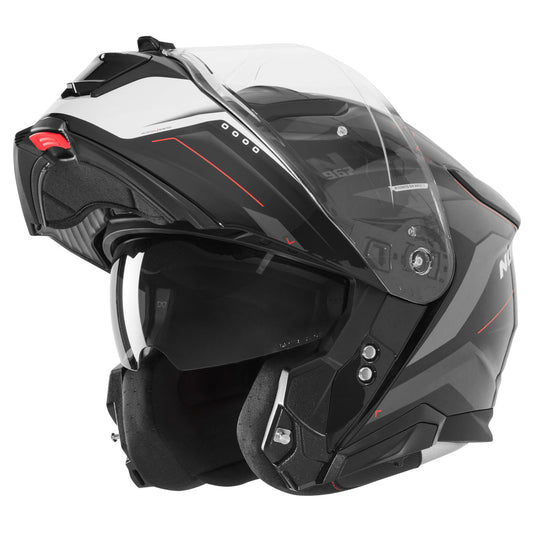 Casque Moto Modulable N967 Conquer Noir Blanc Rouge | NOX - LE PRATIQUE DU MOTARD