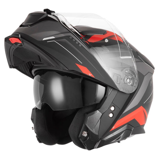 Casque Moto Modulable N967 Conquer Noir Mat Rouge | NOX - LE PRATIQUE DU MOTARD