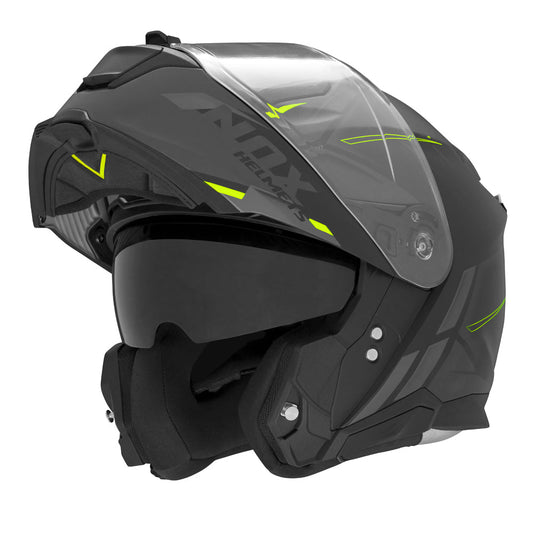 Casque Moto Modulable N967 Synchro Noir Mat Jaune | NOX - LE PRATIQUE DU MOTARD