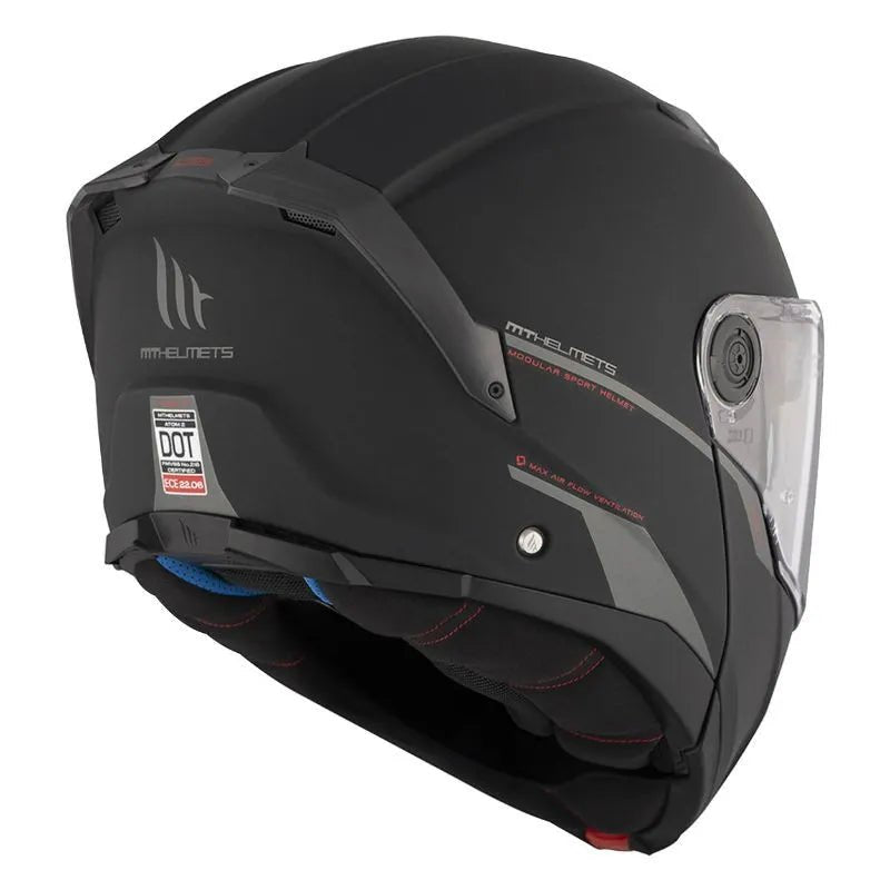 CASQUE MODULABLE MT ATOM 2 - NOIR MAT - LE PRATIQUE DU MOTARD