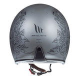 Casque Jet moto - SKULL& ROSES ARGENT MAT - LE PRATIQUE DU MOTARD