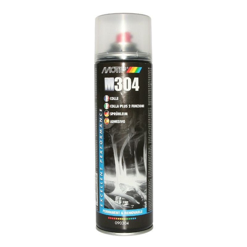 COLLE REPOSITIONNABLE MOTIP M304 (SPRAY 500 ml) - LE PRATIQUE DU MOTARD