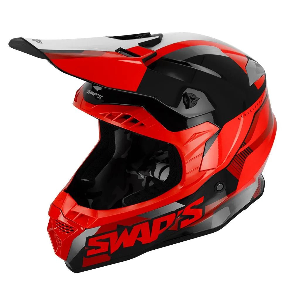 Casque moto cross homologuée - Rouge SWAPS S849 - LE PRATIQUE DU MOTARD