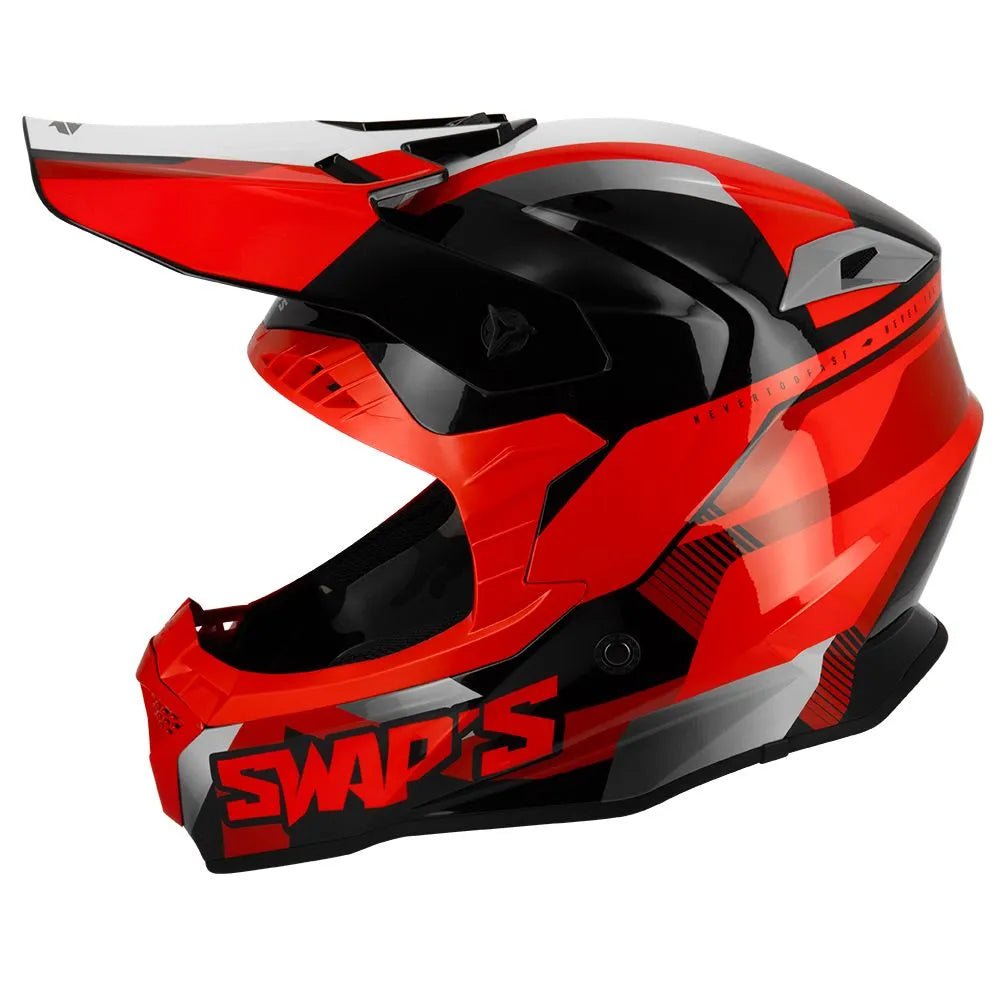 Casque moto cross homologuée - Rouge SWAPS S849 - LE PRATIQUE DU MOTARD