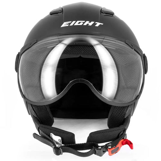 Casque moto aviateur - Eight Noir Mat Le Pratique du Motard