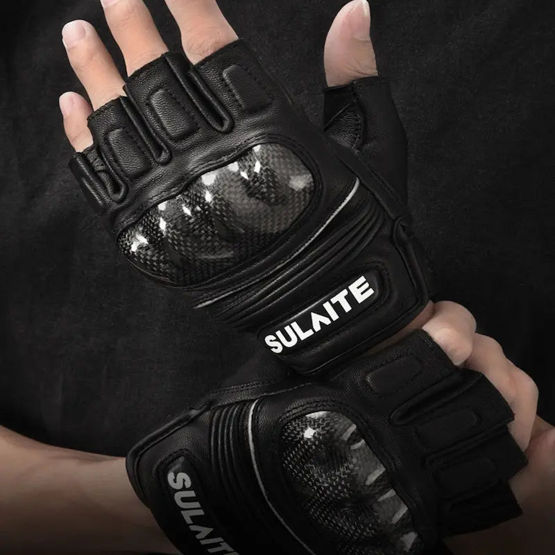 Gants Moto Mitaine Cuir | Coque Carbone 3D & Grip Pro - LE PRATIQUE DU MOTARD