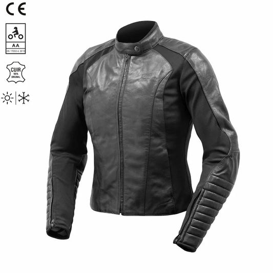 Blouson cuir Moto Femme FELINE™ - Cuir Haut de Gamme & Protection CE - LE PRATIQUE DU MOTARD