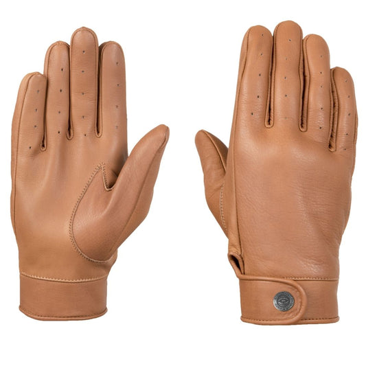 Gants Moto Cuir Cognac Homme — Ventilation Perforée Été | Homologé CE-1KP