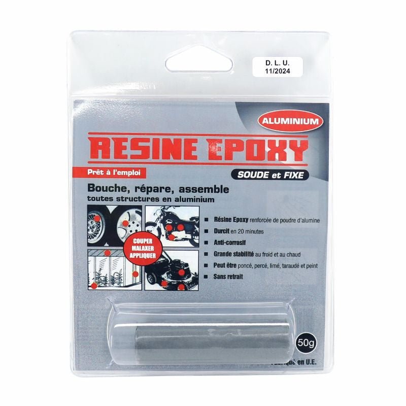 EPOXY RESINE/COLLE BLISTER PRESSOL 50g ALUMINIUM 145x30mm (VENDU A L'UNITE) - LE PRATIQUE DU MOTARD