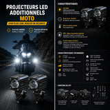 Feux Additionnels LED CREE 60W Compact — 6000 lm, Longue Portée - Sans fil