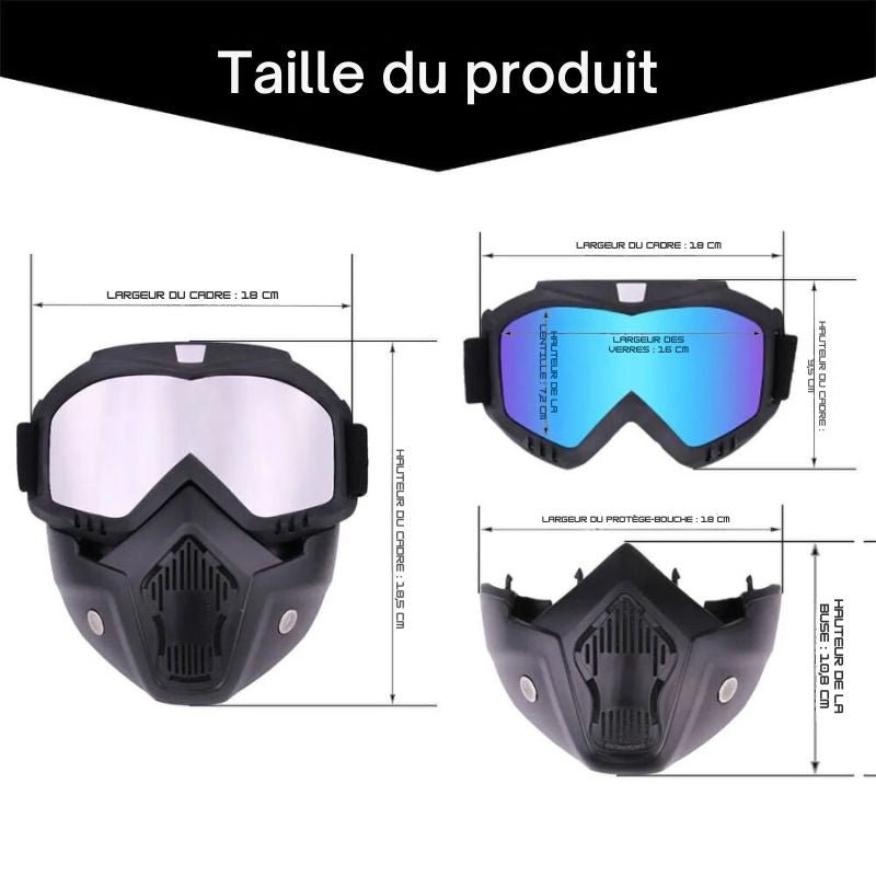 Masque moto casque jet - Bleu - LE PRATIQUE DU MOTARD