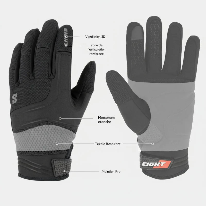 Gants Moto Mi - Saison Homologués étanche et respirant - SKINO™ - LE PRATIQUE DU MOTARD