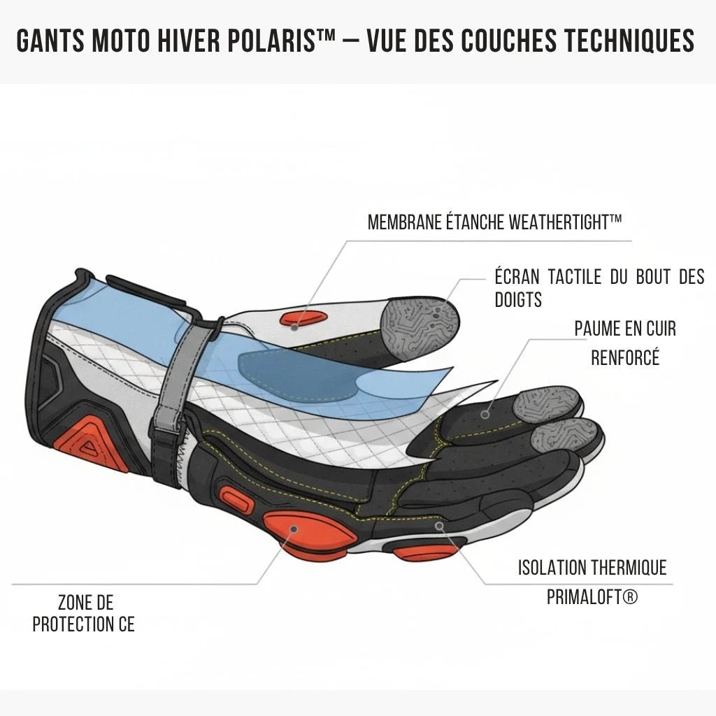 Gants Moto Hiver 100% Imperméable et respirant - POLARIS™ ( homologués ) - LE PRATIQUE DU MOTARD