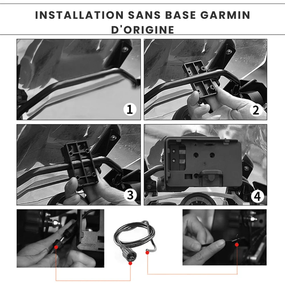 Support Téléphone Moto avec Chargeur Sans Fil et USB - BMW R1200GS/ADV et Plus - LE PRATIQUE DU MOTARD