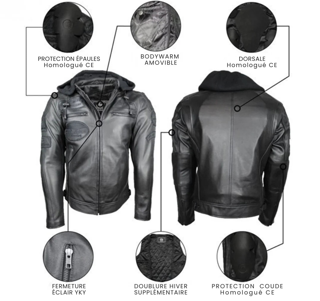Blouson moto Cuir Vintage Homme : HERITAGE 58™ - LE PRATIQUE DU MOTARD