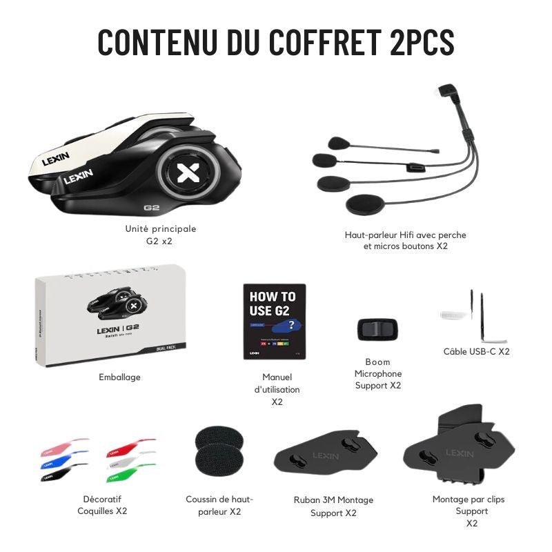 Intercom moto Lexin G2P - 6 pilotes - LE PRATIQUE DU MOTARD