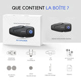 Intercom Moto ASMAX MAXRUNON — Bluetooth 5.3, 2 Utilisateurs, 500 m, 24 h Autonomie, Étanche IPX5