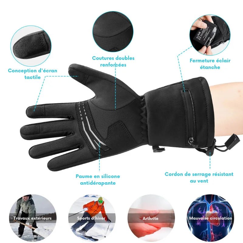 Gants Chauffants Hiver Vélo - ESKER™ - LE PRATIQUE DU MOTARD