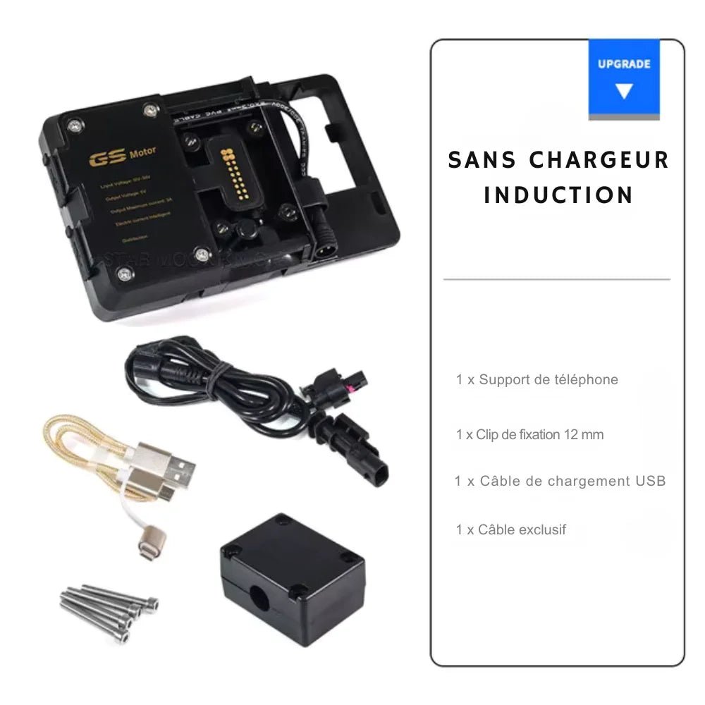 Support Téléphone Moto avec Chargeur Sans Fil et USB - BMW R1200GS/ADV et Plus - LE PRATIQUE DU MOTARD