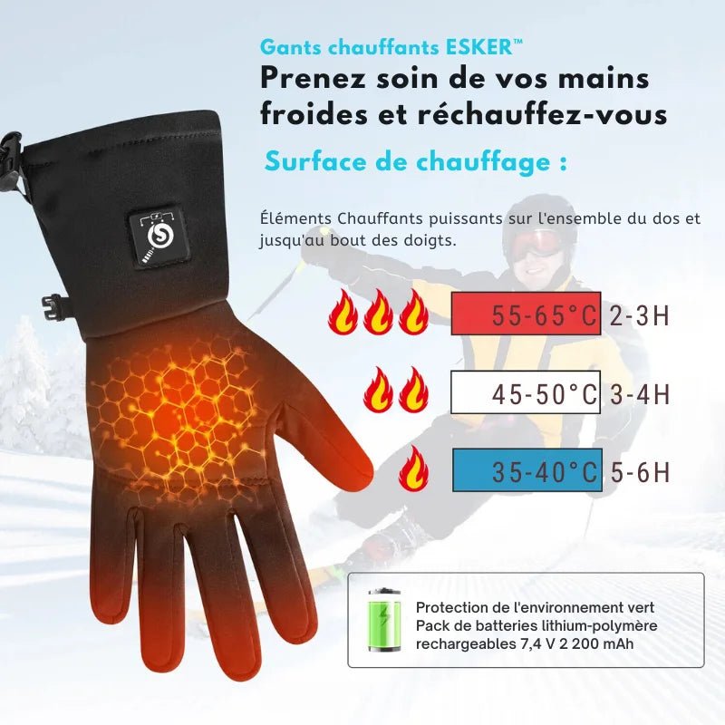 Gants Chauffants Hiver Vélo - ESKER™ - LE PRATIQUE DU MOTARD