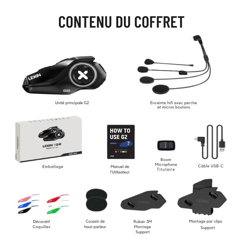 Intercom moto Lexin G2P - 6 pilotes - LE PRATIQUE DU MOTARD