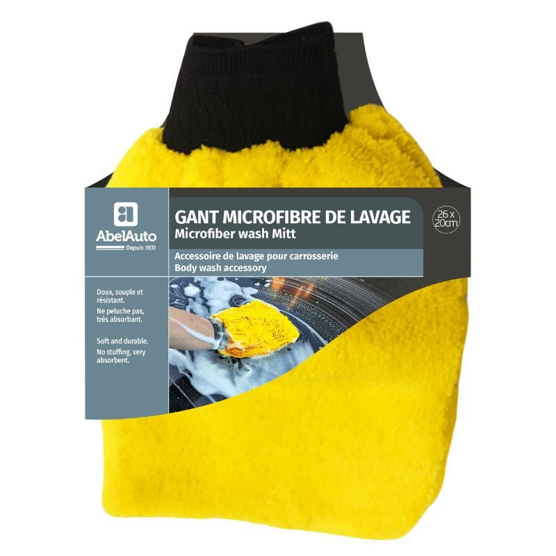 GANT MICROFIBRE DE LAVAGE/NETTOYAGE ABEL AUTO (MARQUE FRANCAISE) - GAMME PROFESSIONNELLE - LE PRATIQUE DU MOTARD