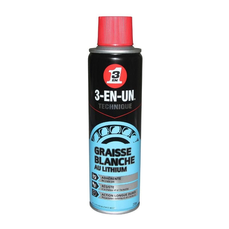 GRAISSE 3 - EN - UN BLANCHE AU LITHIUM (AEROSOL 250 ml) - LE PRATIQUE DU MOTARD