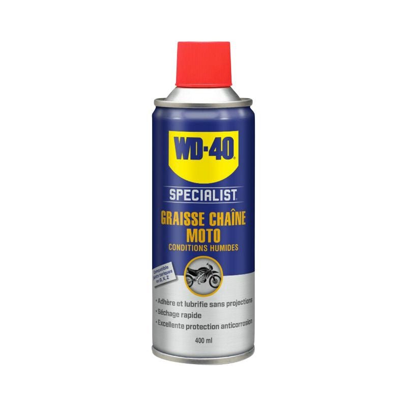 GRAISSE A CHAINE MOTO WD - 40 SPECIALIST (AEROSOL 400 ml) - LE PRATIQUE DU MOTARD