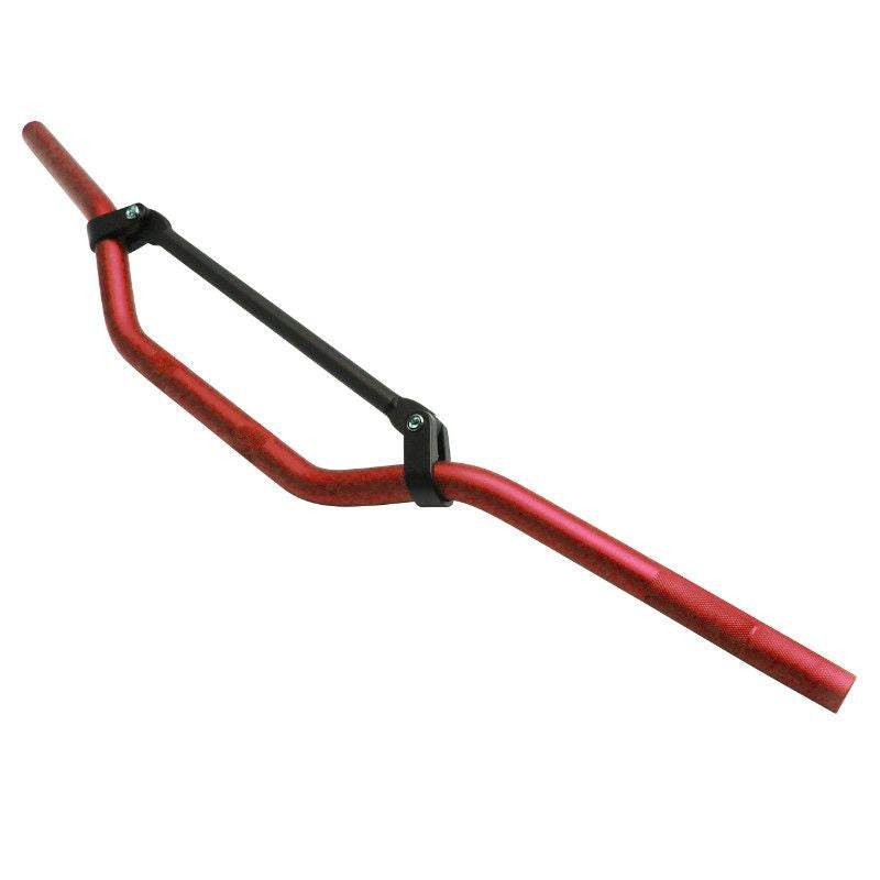 Guidon 50 a boite replay cross alu diam 22,2mm l810mm h105mm avec barre de renfort rouge