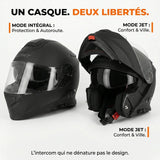 Casque Moto Bluetooth Intégré Modulable - Eight™ Noir (Norme ECE 22-06)