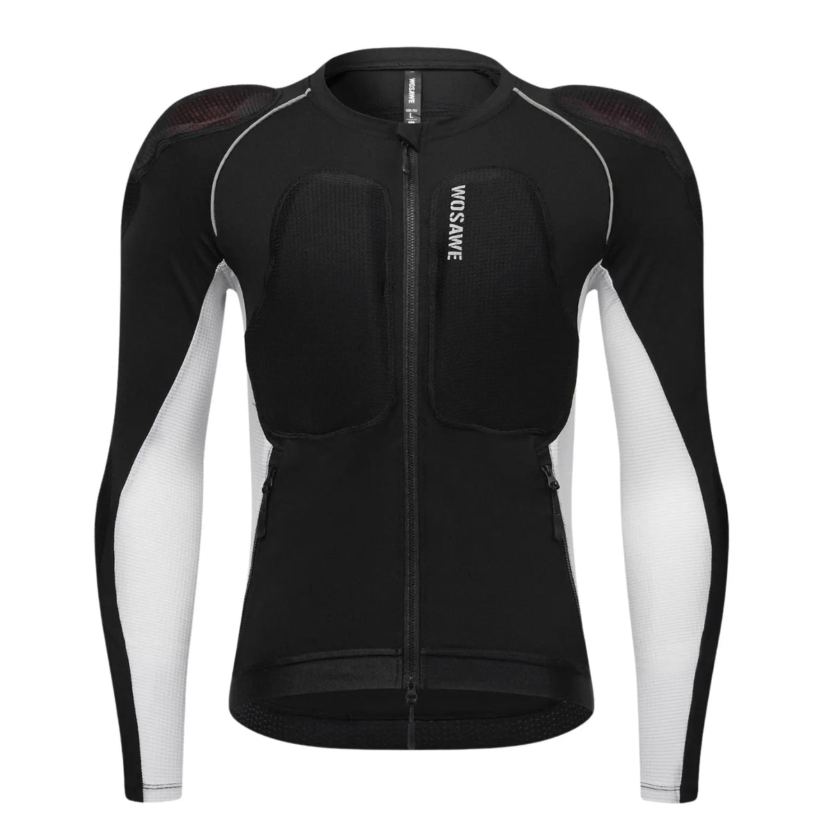 Gilet de protection moto NEMESIS noir vue de face, protections épaules et dorsale intégrées