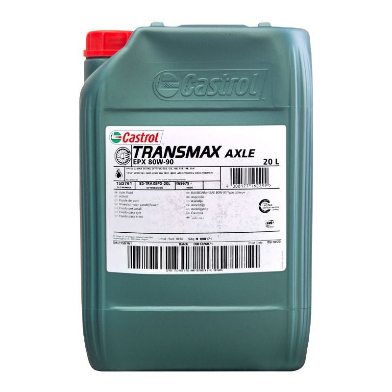 HUILE DE TRANSMISSION CASTROL 80W90 TRANSMAX AXLE EPX (20 L) - LE PRATIQUE DU MOTARD