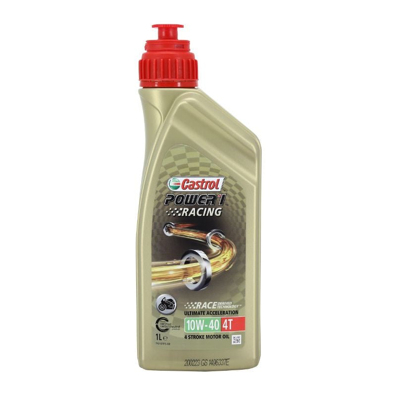 HUILE MOTEUR 4 TEMPS CASTROL POWER 1 RACING 4T 10W40 (1 L) 100% SYNTHETIQUE - LE PRATIQUE DU MOTARD