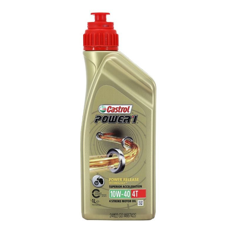 HUILE MOTEUR 4 TEMPS CASTROL POWER 1 4T 10W40 (1 L) SEMI - SYNTHETIQUE - RECOMMANDATION PIAGGIO - LE PRATIQUE DU MOTARD